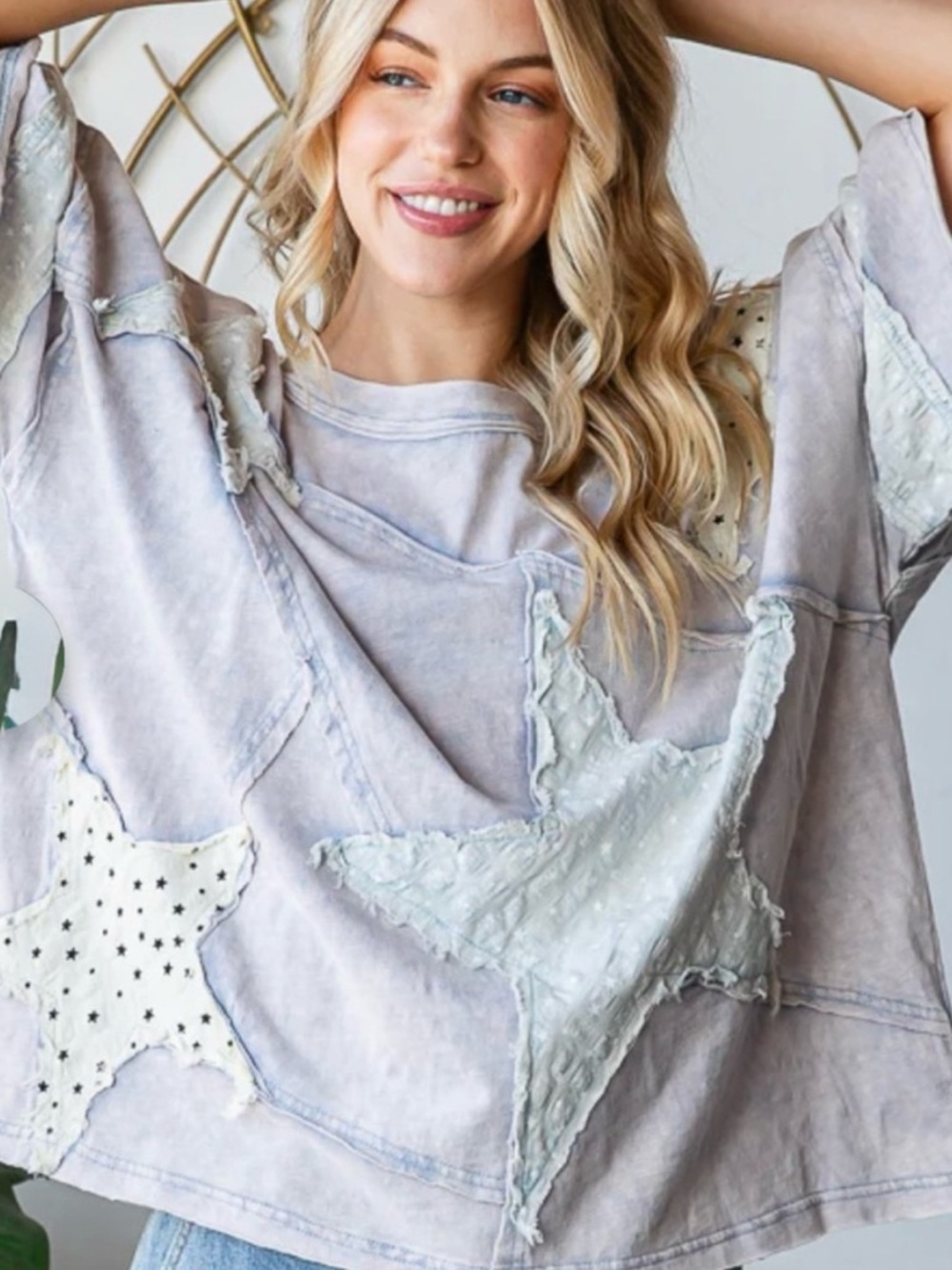 💕 171 Oli & Hali Women's Star Patchwork Top - Picture 2 of 4